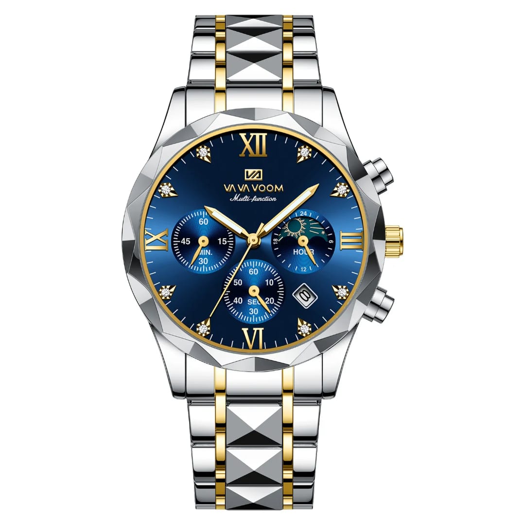 2025 New Fashion VAVOOM VA2741 Date Chronograph Wrist Quartz Watch for Men Stainless Steel Band Luminous Sport Watches