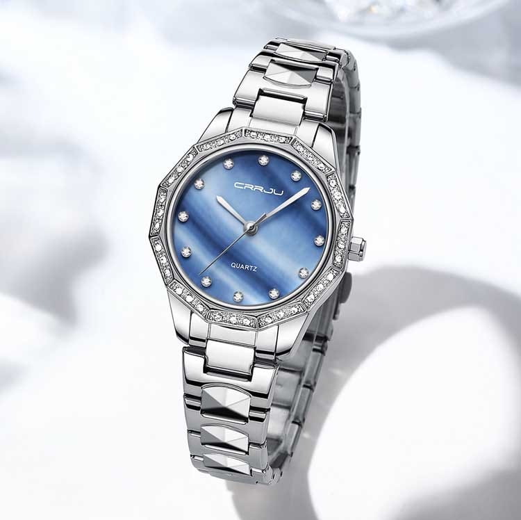 2025 CRRJU 2195 New Arrival Women Watch Fashion Luxury Casual Waterproof Quartz Ladies Stainless Steel Watch