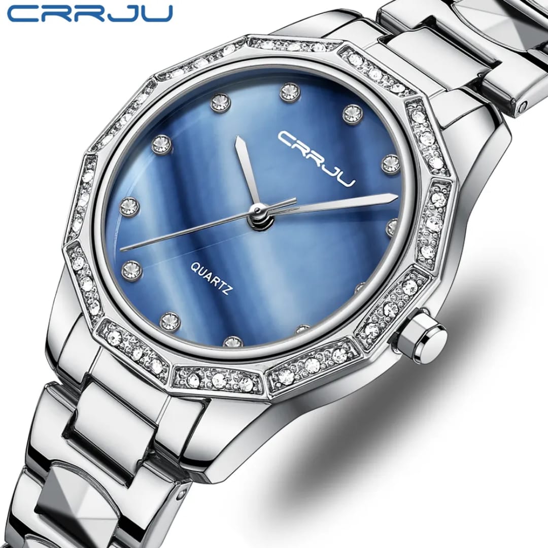 2025 CRRJU 2195 New Arrival Women Watch Fashion Luxury Casual Waterproof Quartz Ladies Stainless Steel Watch