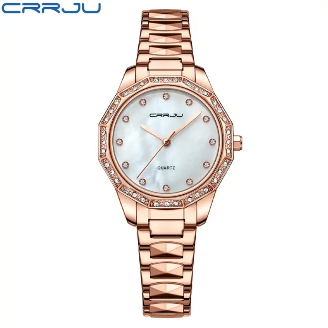 2025 CRRJU 2195 New Arrival Women Watch Fashion Luxury Casual Waterproof Quartz Ladies Stainless Steel Watch