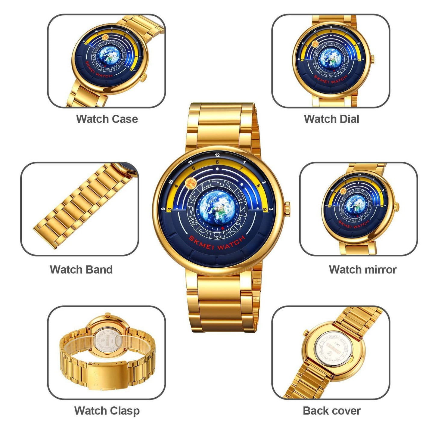 Top Brand Skmei 2361 Fashion Blue Dial Watch Men 30ATM Waterproof Date Sport Watches Mens Quartz Wristwatch
