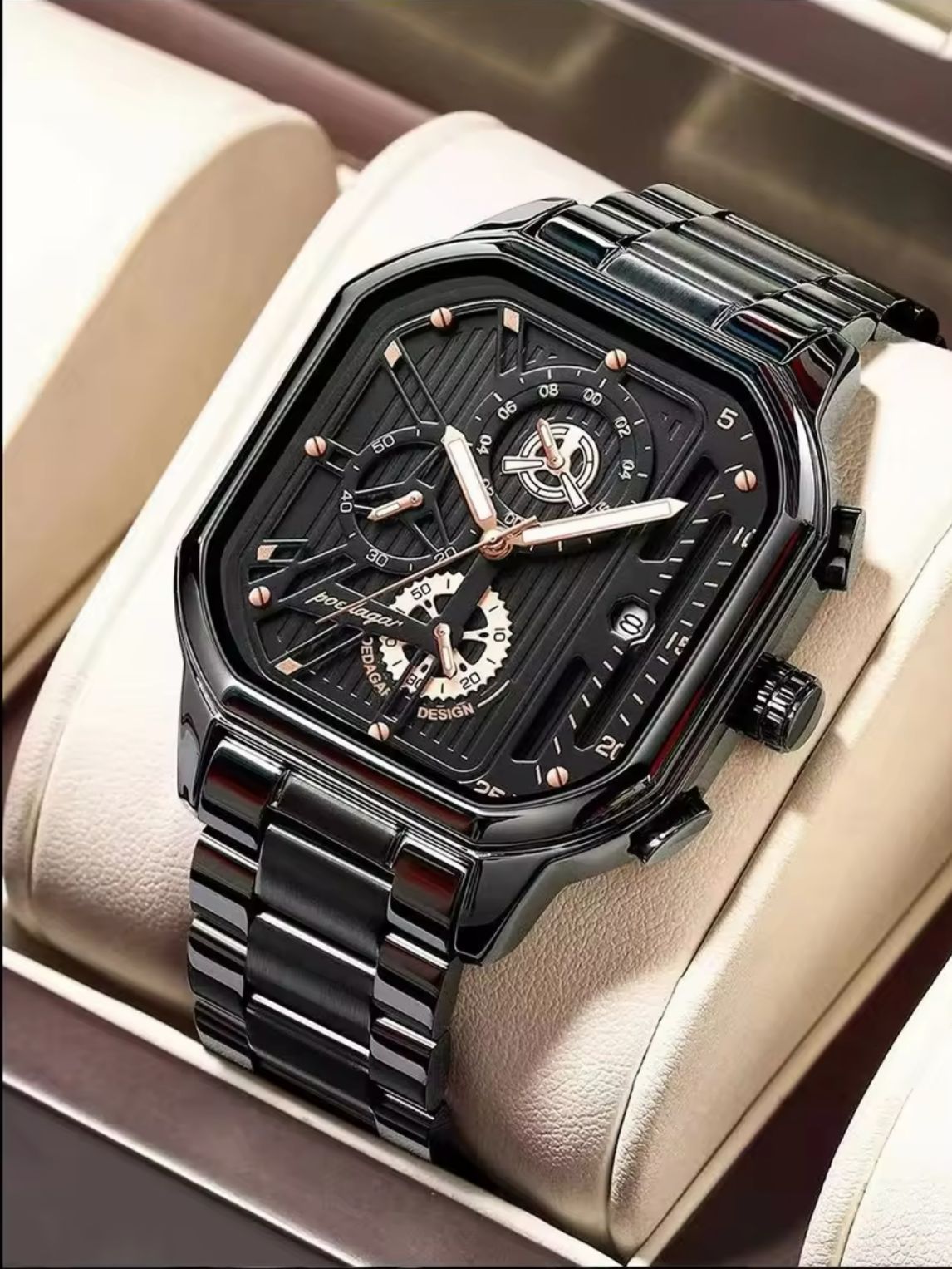POEDAGAR 628 Top Brand Casual Watch Men Fashion Waterproof Luminous Sport Clock Men's Square Quartz Wristwatches