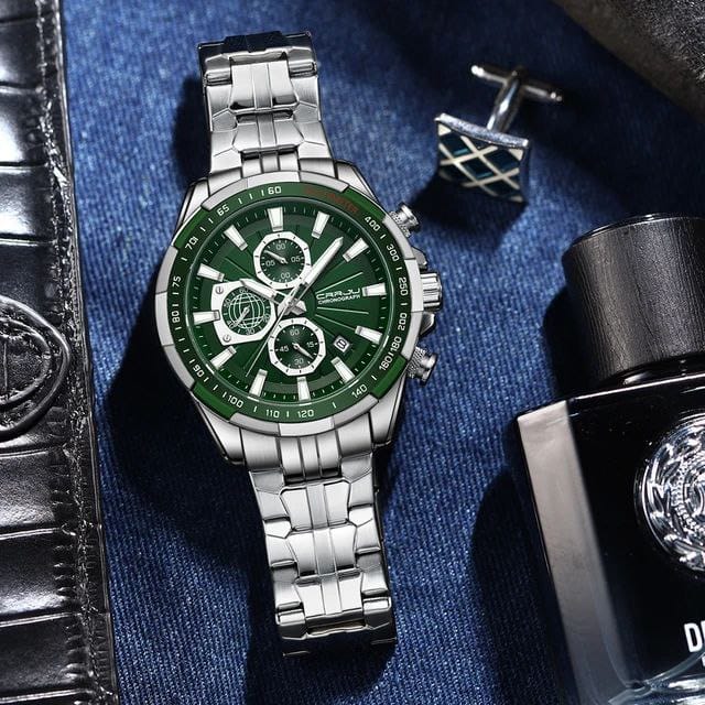 CRRJU 2305 Chronograph Top Fashion Man Brand Luxury Wristwatch Waterproof Business Quartz Stainless Steel Date Sport Watches for Men