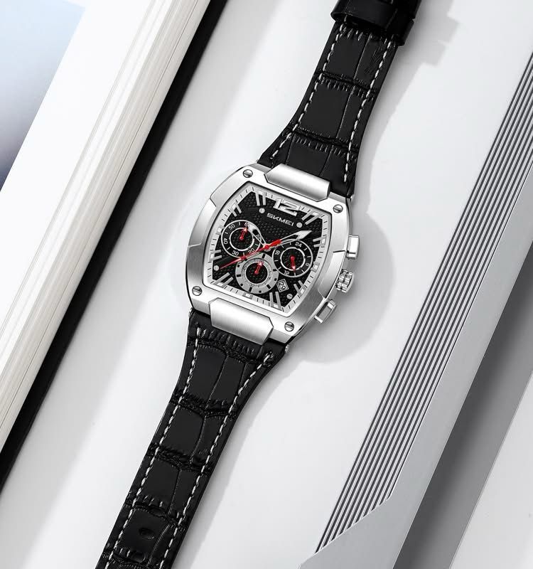 Luxury Skmei 9357 Fashion Sports Watch Men Stainless Steel Back Genuine Leather Quartz Watch