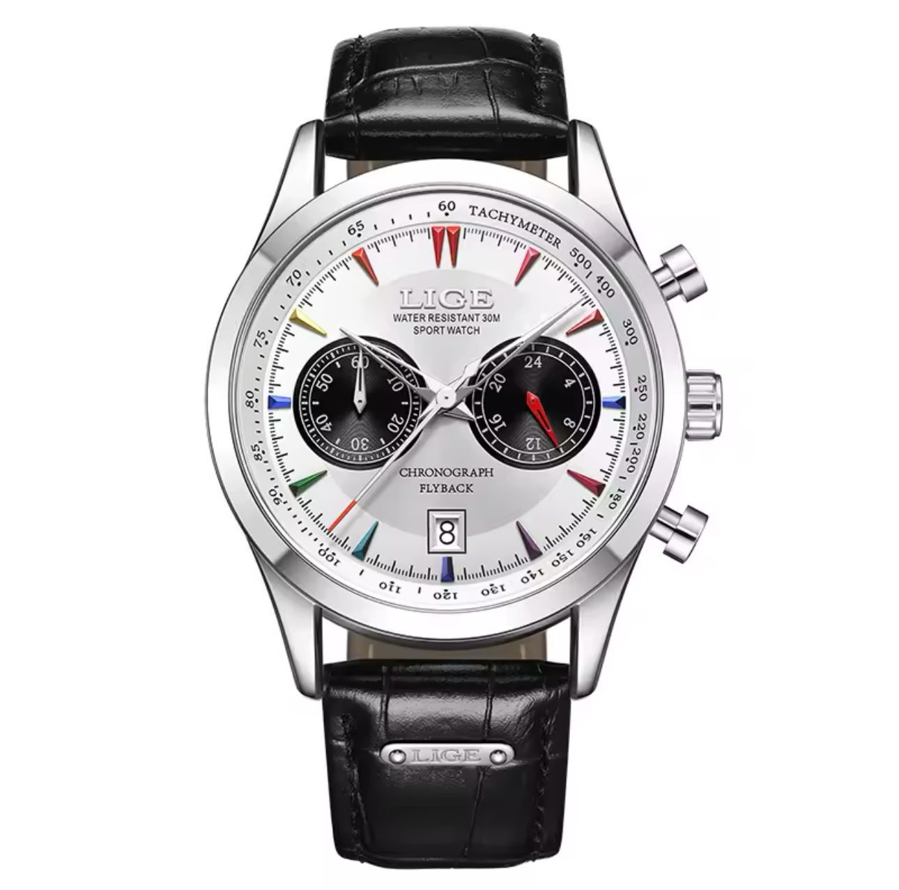 LIGE 89128 New Design Mens Quartz Chronograph Watch Stylish Genuine Leather Band Waterproofing Date Display Business Watches