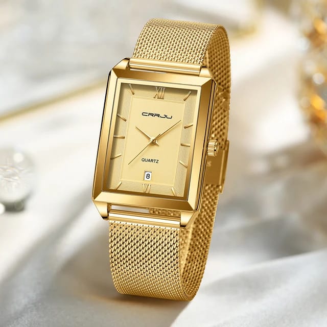 CRRJU 2197 New Watch for Men Top Brand Fashion Gold Sport Stainless Steel Quartz Watches Wrist Watch Man 2025