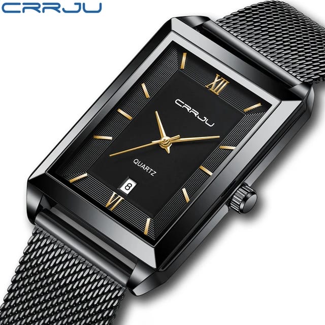 CRRJU 2197 New Watch for Men Top Brand Fashion Gold Sport Stainless Steel Quartz Watches Wrist Watch Man 2025