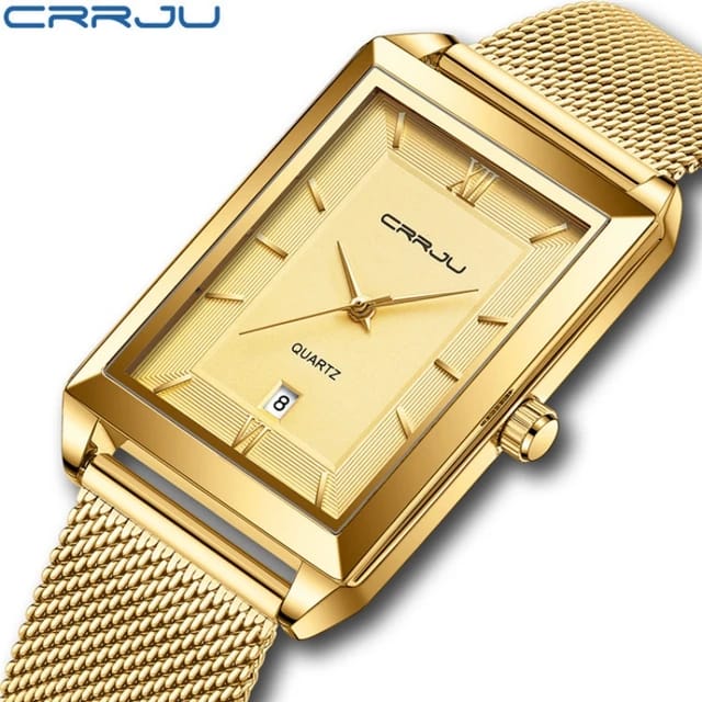 CRRJU 2197 New Watch for Men Top Brand Fashion Gold Sport Stainless Steel Quartz Watches Wrist Watch Man 2025