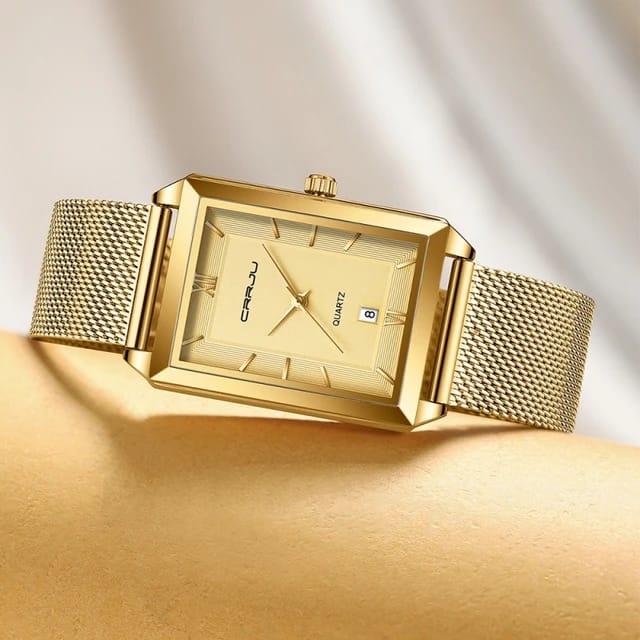 CRRJU 2197 New Watch for Men Top Brand Fashion Gold Sport Stainless Steel Quartz Watches Wrist Watch Man 2025