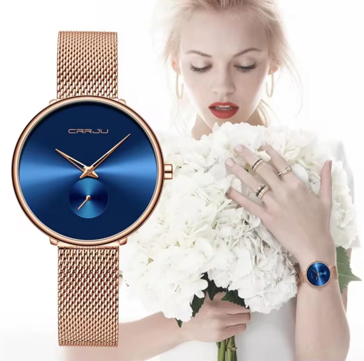 Fashion Women's Luxury Watches Quartz Watch CRRJU 2165 Fashion Daily Dress Mesh Gold Silver Rose Gold Band Quartz Womens Watches in Wristwatches
