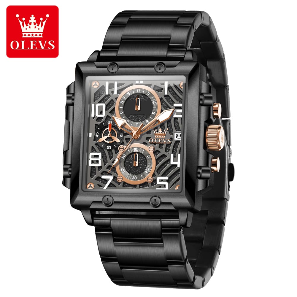 OLEVS 2958 Luxury Waterproof Quartz Square Watch for Men Date Sport Clock Antique Fashion