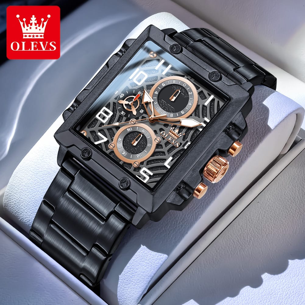 OLEVS 2958 Luxury Waterproof Quartz Square Watch for Men Date Sport Clock Antique Fashion