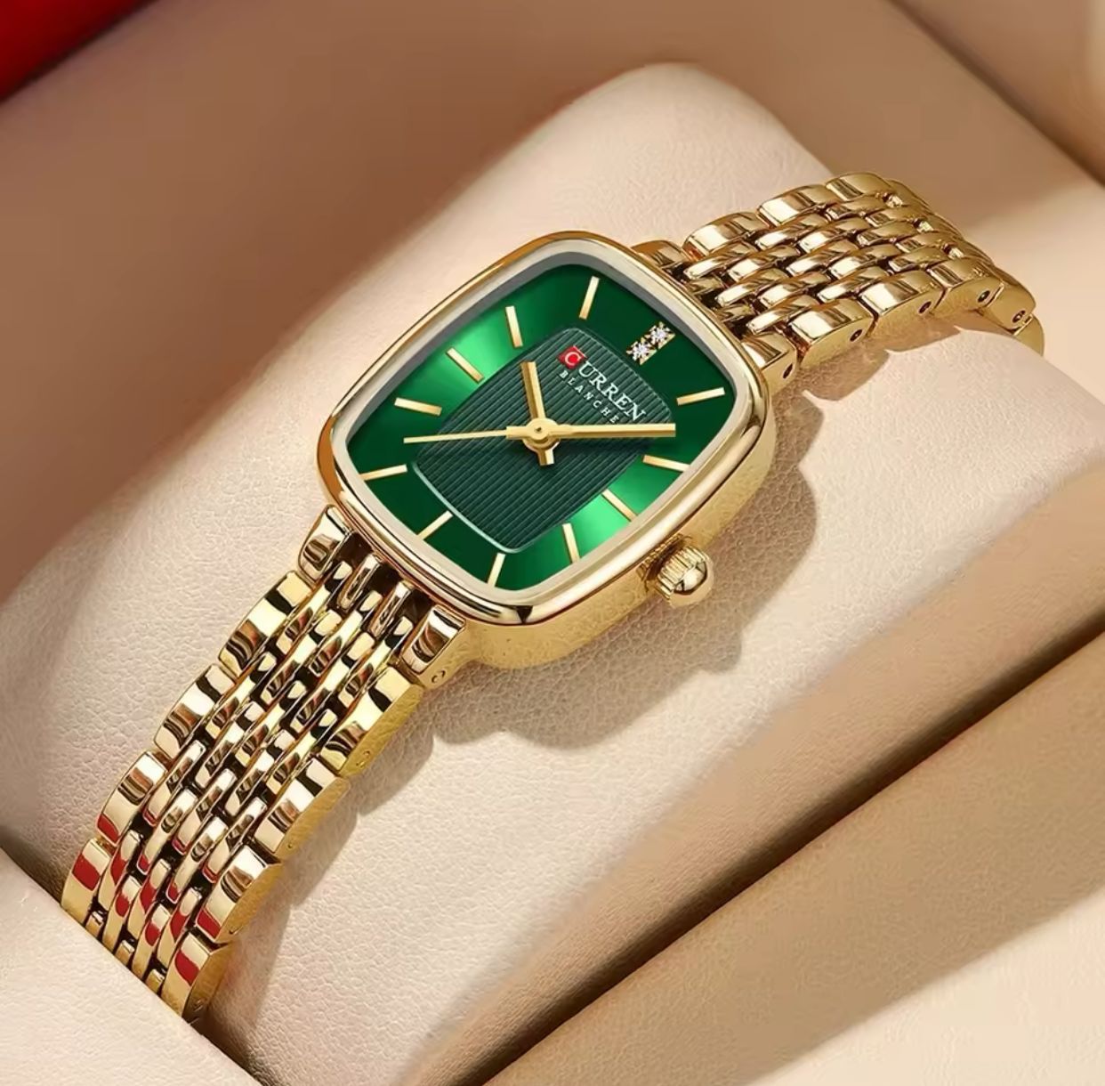 2025 New CURREN 9093 Fashion Women's Watch Square Steel Band Quartz Watch Minimalist Casual Fashion Women's Watch