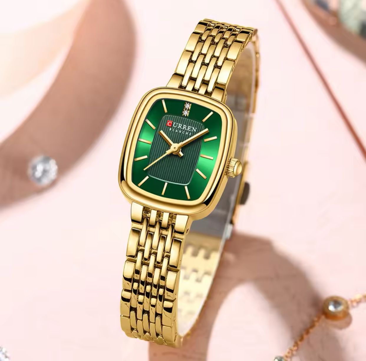 2025 New CURREN 9093 Fashion Women's Watch Square Steel Band Quartz Watch Minimalist Casual Fashion Women's Watch