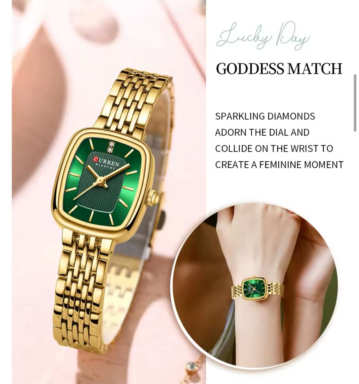 2025 New CURREN 9093 Fashion Women's Watch Square Steel Band Quartz Watch Minimalist Casual Fashion Women's Watch