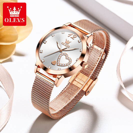 OLEVS 5189 Women Watches Japanese Quartz Waterproof Wristwatch Stainless Steel Strap Fashion Dress Luminous Diamond Lady Watch