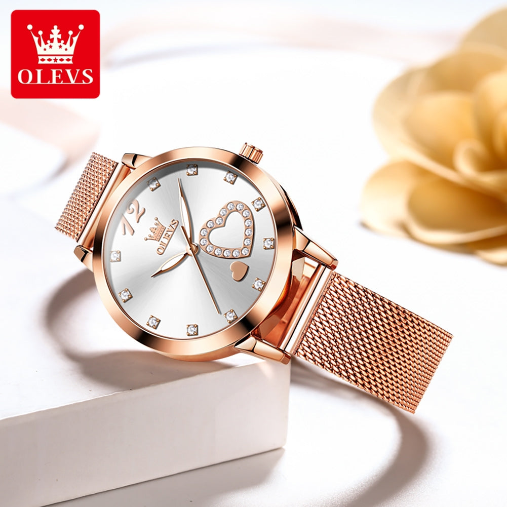 OLEVS 5189 Women Watches Japanese Quartz Waterproof Wristwatch Stainless Steel Strap Fashion Dress Luminous Diamond Lady Watch