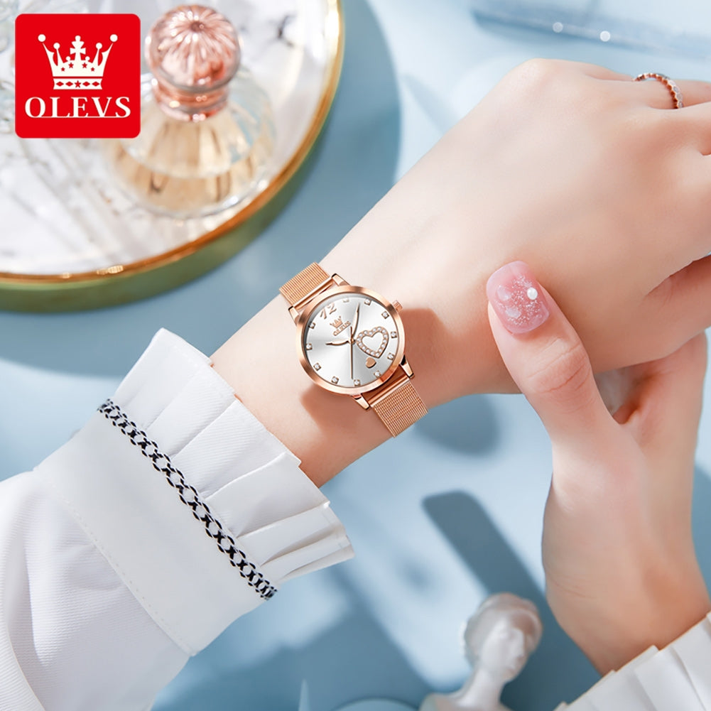 OLEVS 5189 Women Watches Japanese Quartz Waterproof Wristwatch Stainless Steel Strap Fashion Dress Luminous Diamond Lady Watch