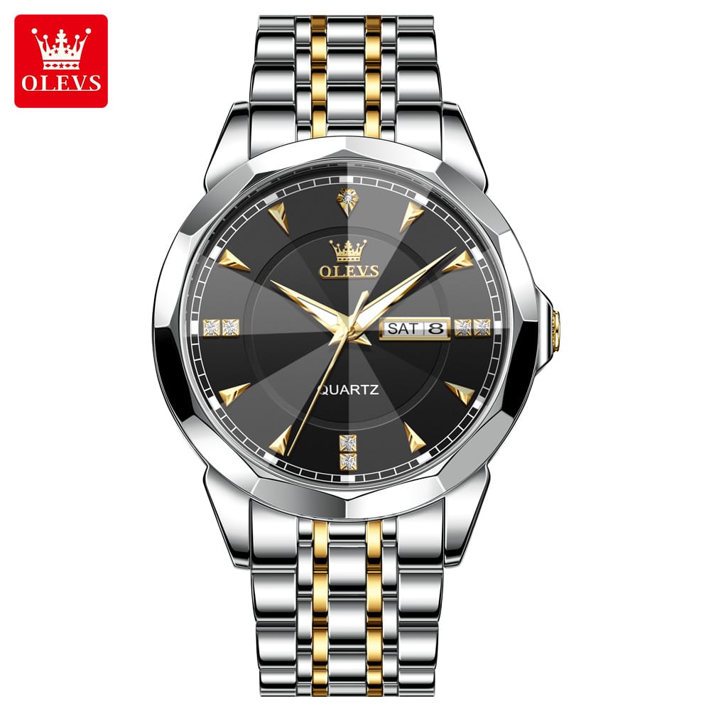 Top Quality Stainless Steel OLEVS 9977 Men's Watches Quartz Watches Trendy Waterproof Clear Date Time Display Perfect For Gift Use