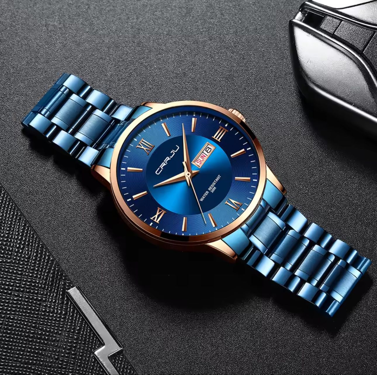 CRRJU 2175 Steel Waterproof Luxury Casual Watches Men Wrist Fashion Display Date Quartz Wristwatches