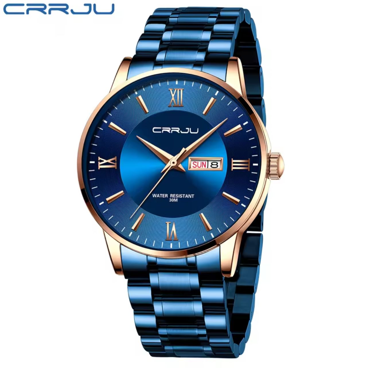 CRRJU 2175 Steel Waterproof Luxury Casual Watches Men Wrist Fashion Display Date Quartz Wristwatches