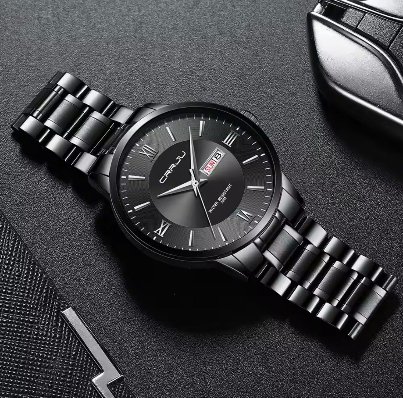 CRRJU 2175 Steel Waterproof Luxury Casual Watches Men Wrist Fashion Display Date Quartz Wristwatches