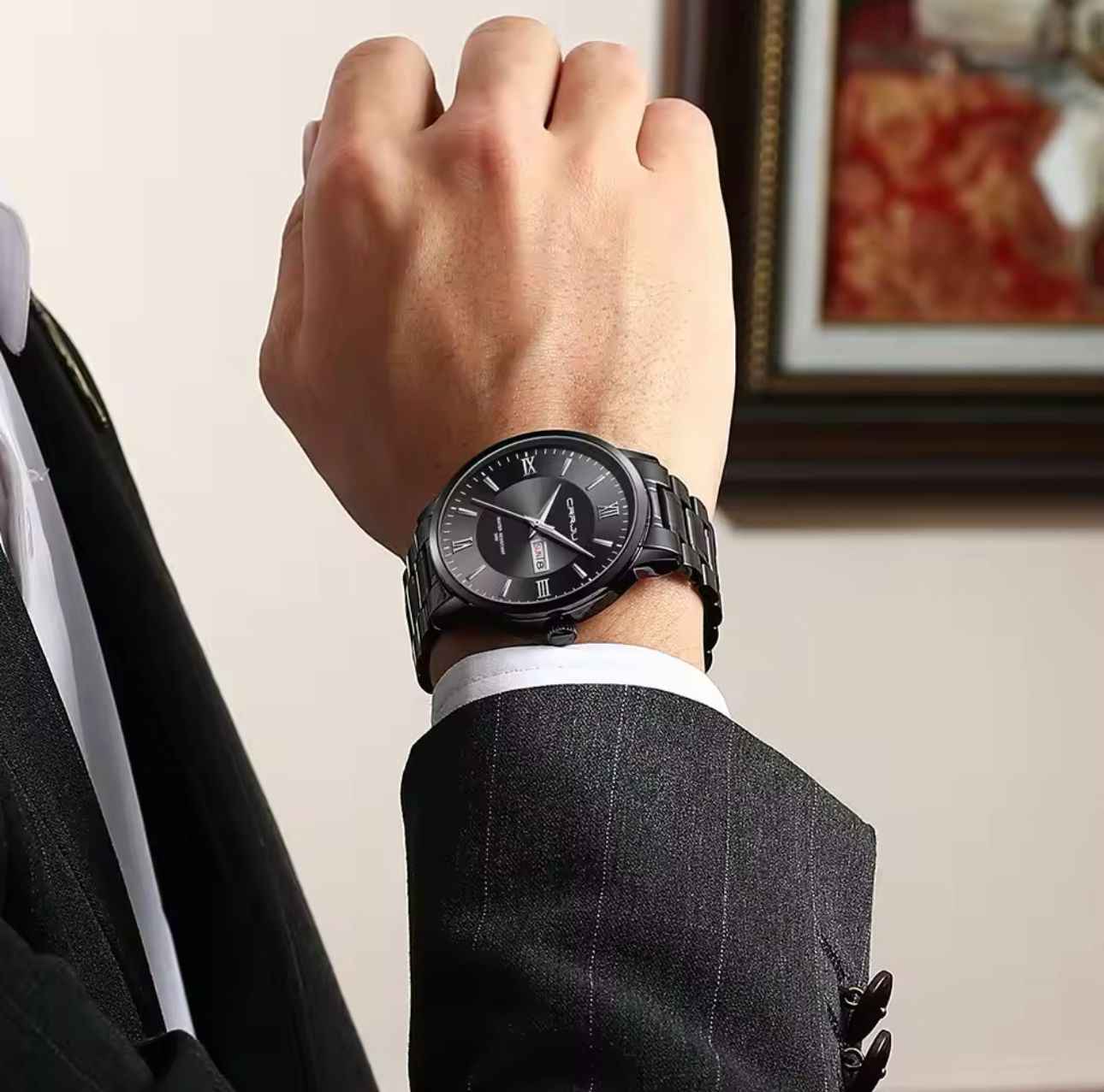 CRRJU 2175 Steel Waterproof Luxury Casual Watches Men Wrist Fashion Display Date Quartz Wristwatches