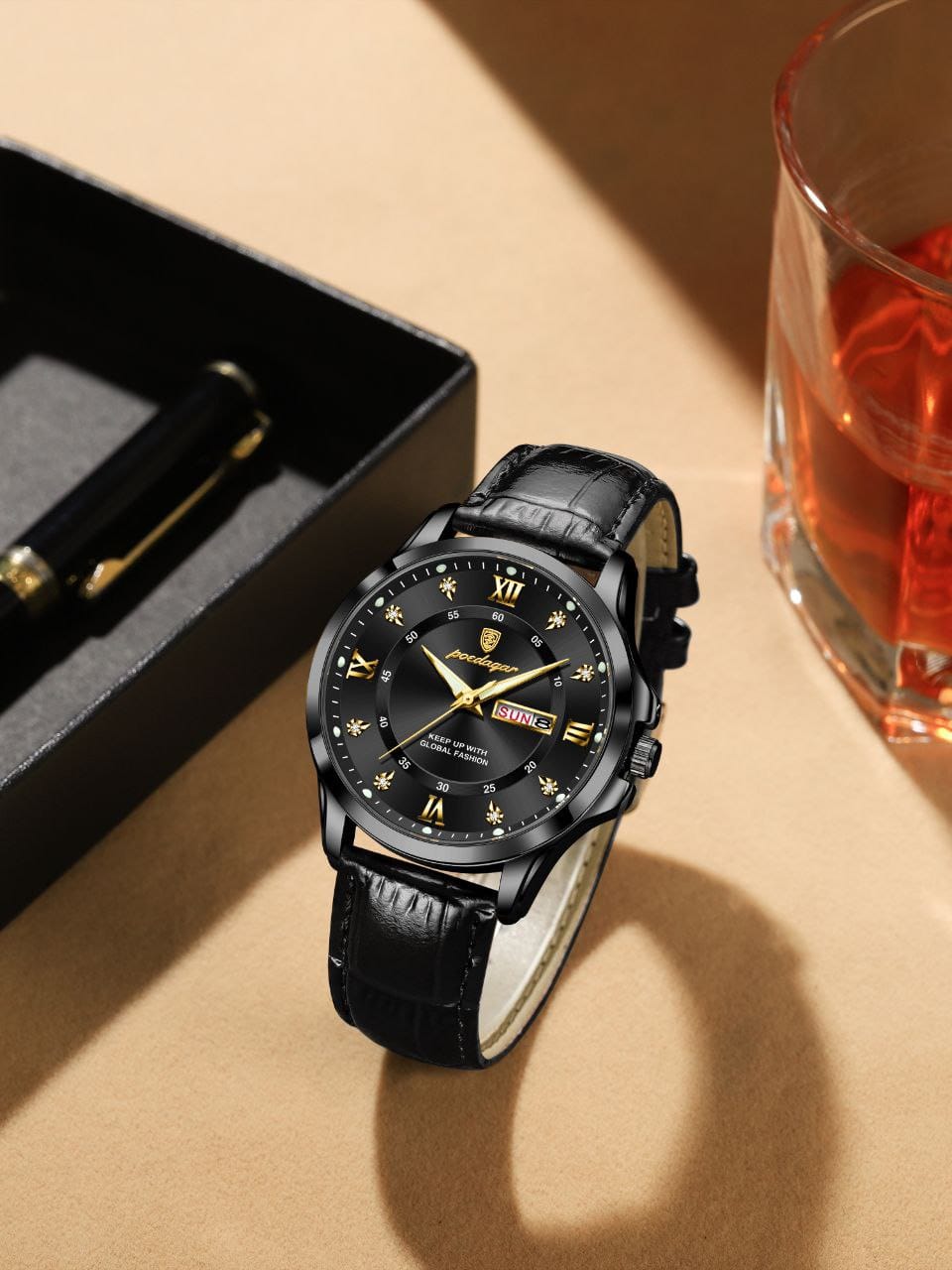 POEDAGAR 855 Luxury Elegant Dual Calendar Waterproof Male Watch Luminous Night Light Quartz Stainless Steel Sports Men's Watches