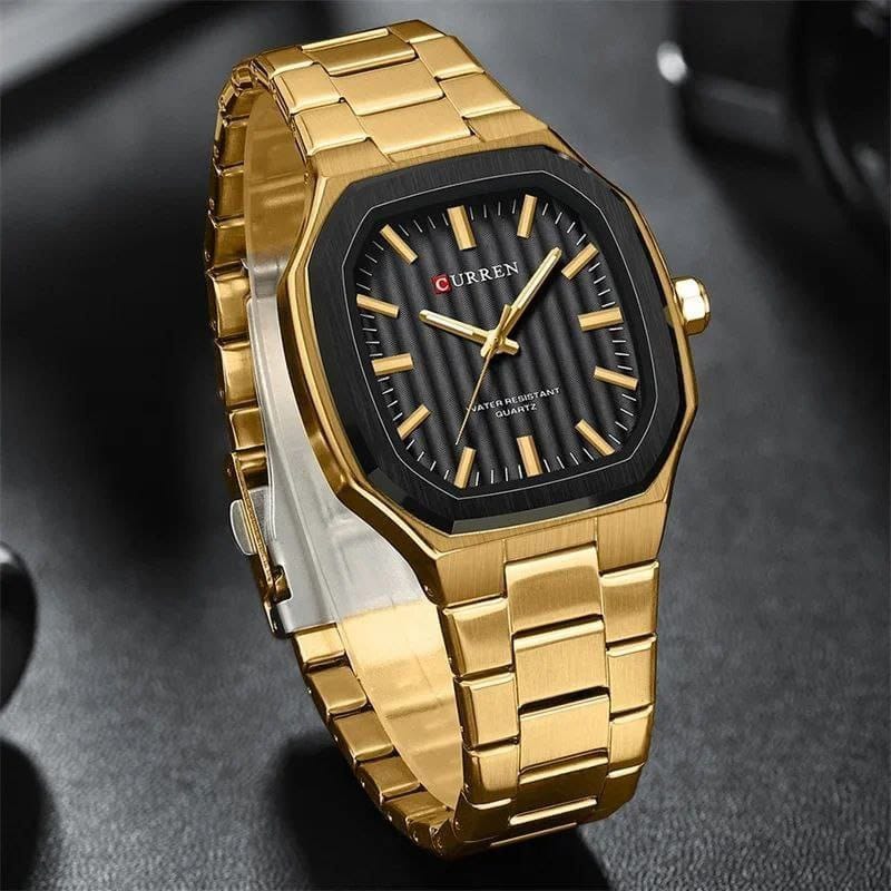 CURREN 8458 Golden Luxury Quartz Watches Fashion Full Stainless Steel Luminous Original Wrist Watch for Men Watches