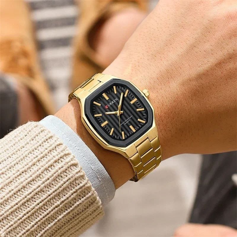 CURREN 8458 Golden Luxury Quartz Watches Fashion Full Stainless Steel Luminous Original Wrist Watch for Men Watches