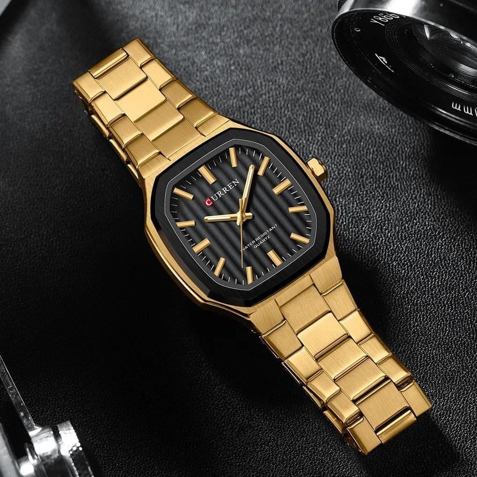 CURREN 8458 Golden Luxury Quartz Watches Fashion Full Stainless Steel Luminous Original Wrist Watch for Men Watches