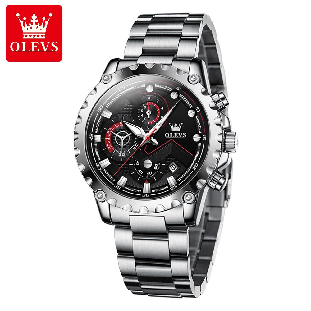 OLEVS 2873 Watches Mens Luxury Clock Casual Stainless Steel Wristwatch Sport Waterproof Quartz Chronograph
