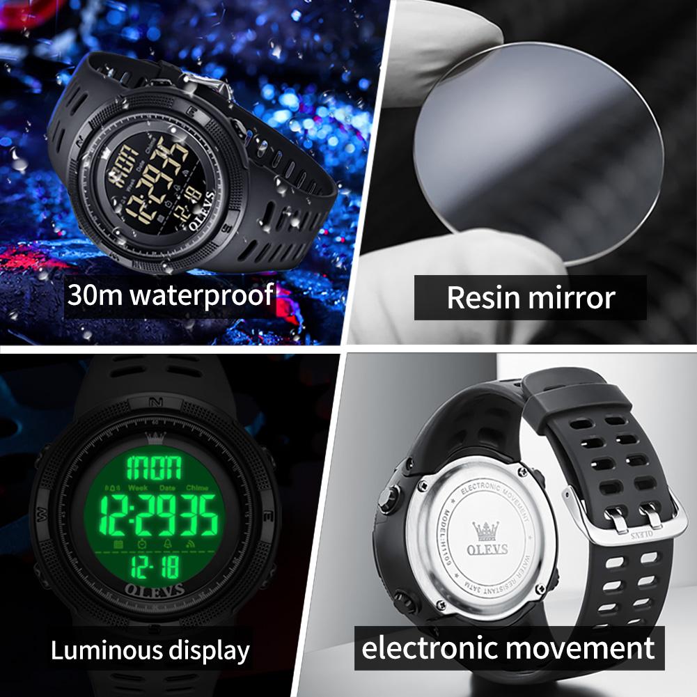 Olevs 1109 Sport Fashion Outdoor Digit Time LED Light Watch 5bar Water-resistance
