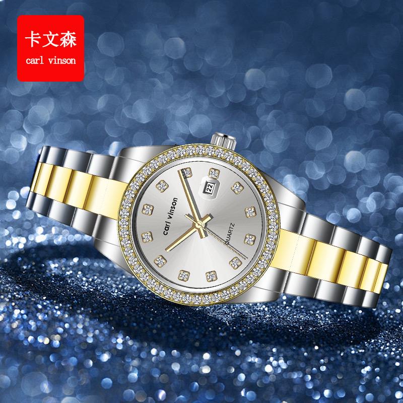 Carl Vinson R5029 Hot Sale Gold Diamond Stainless Steel Women Business Wrist Watch Ladies Quartz Watches for Women