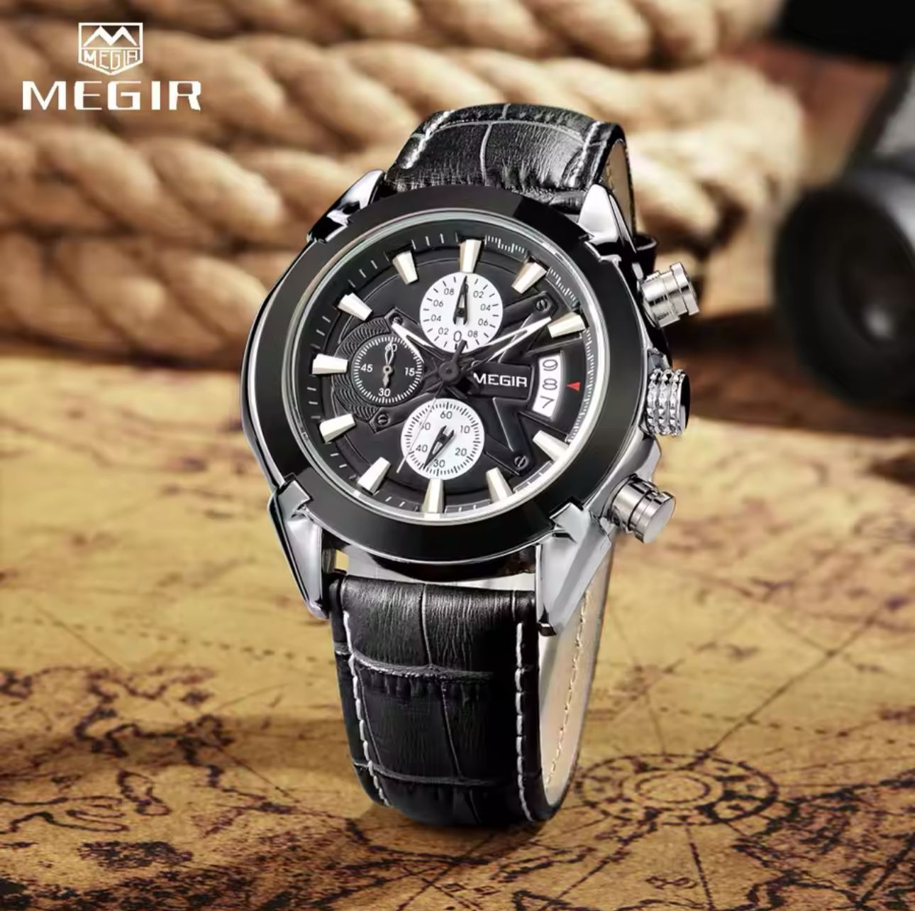 MEGIR 2020 Watch Casual Sport Watches Men Wrist Chronograph Fashion Luxury Leather Band Men's Wristwatches