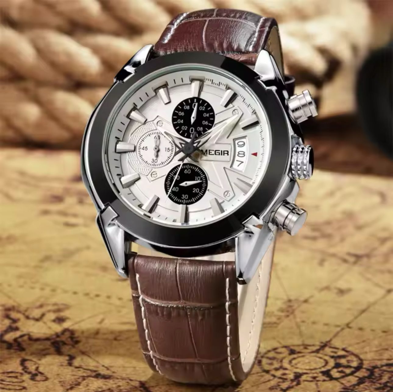 MEGIR 2020 Watch Casual Sport Watches Men Wrist Chronograph Fashion Luxury Leather Band Men's Wristwatches