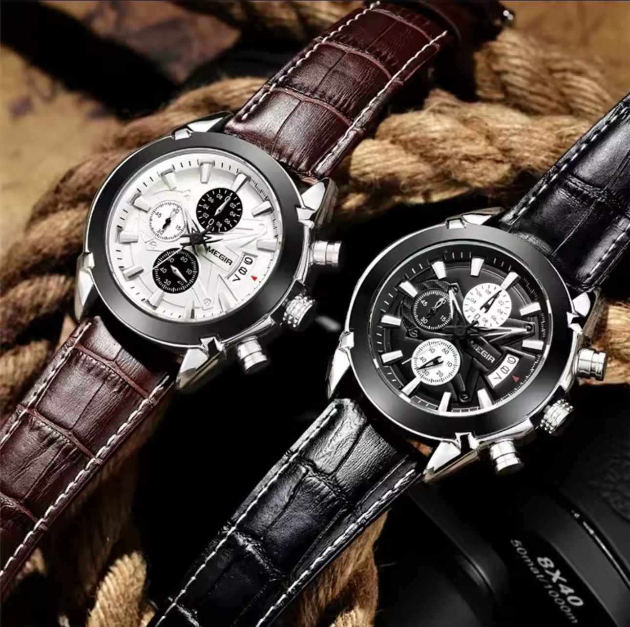 MEGIR 2020 Watch Casual Sport Watches Men Wrist Chronograph Fashion Luxury Leather Band Men's Wristwatches