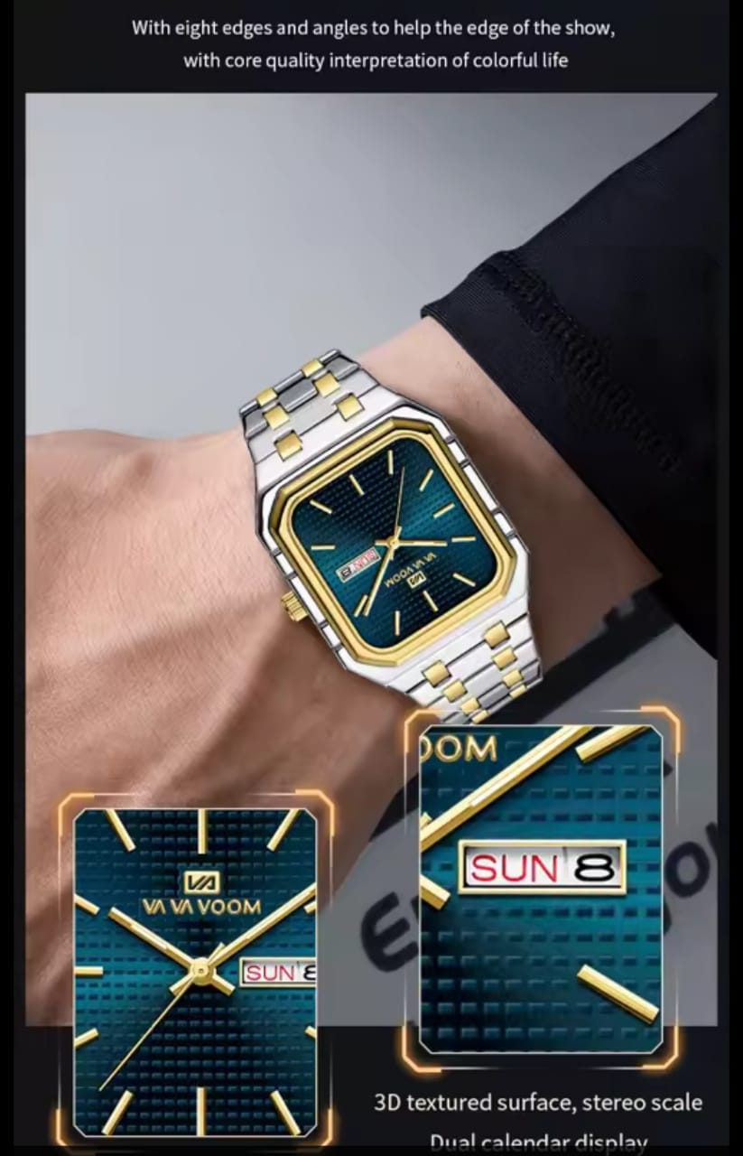 VA VA VOOM 2881 Business Quartz Wristwatch Waterproof Stainless Steel Charm Watches Man Male Clock Fashion Watch for Boys Men