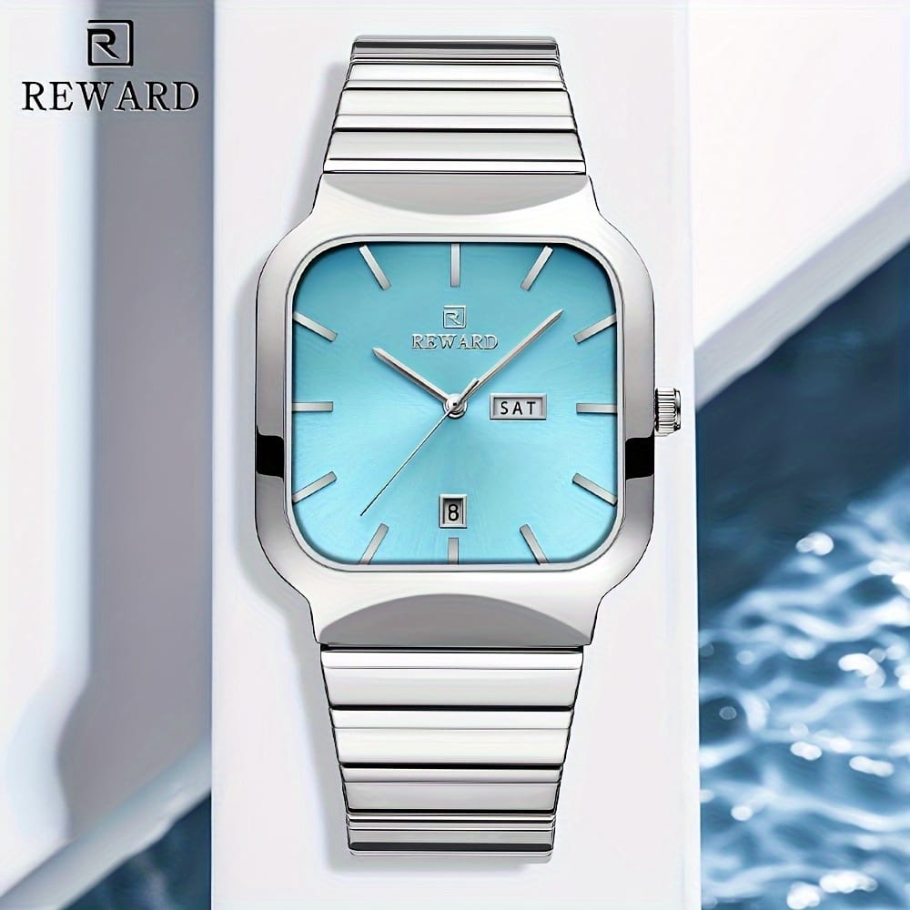 REWARD RD611264M Square Complete Calendar Steel Band Popular Couple Fashion Gold Wristwatch Japan Quartz Watches