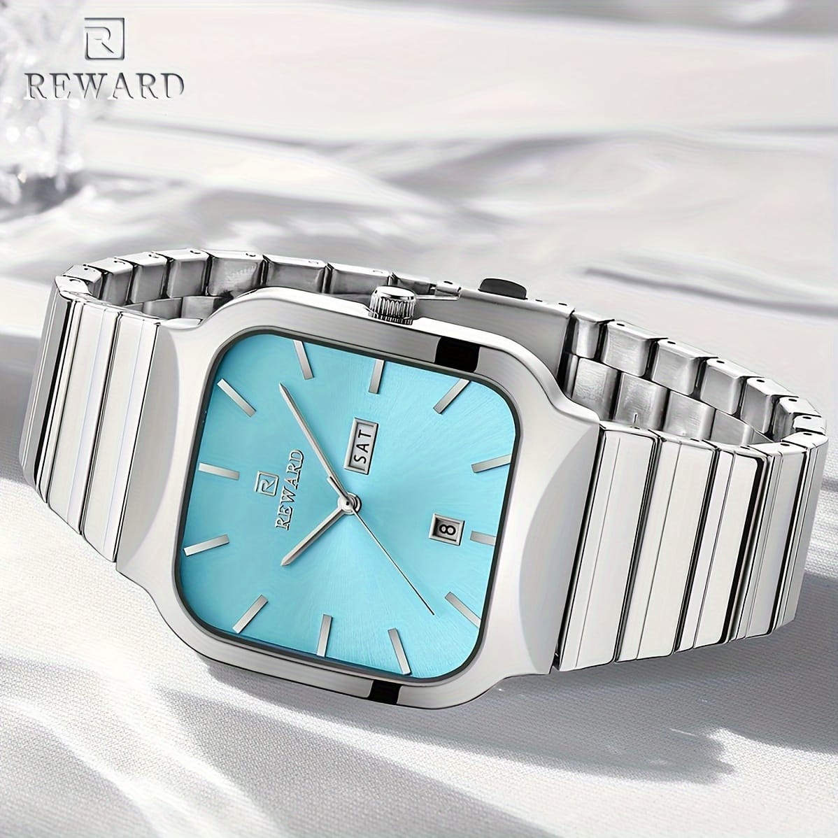 REWARD RD611264M Square Complete Calendar Steel Band Popular Couple Fashion Gold Wristwatch Japan Quartz Watches