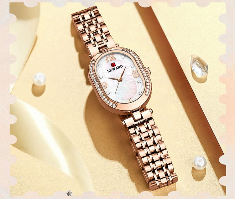 REWARD RD21058L Rose Gold Women Wristwatch Fashion Luxury Ultra-Thin Quartz Watches Stainless Steel Strap Gift for Ladies Girl