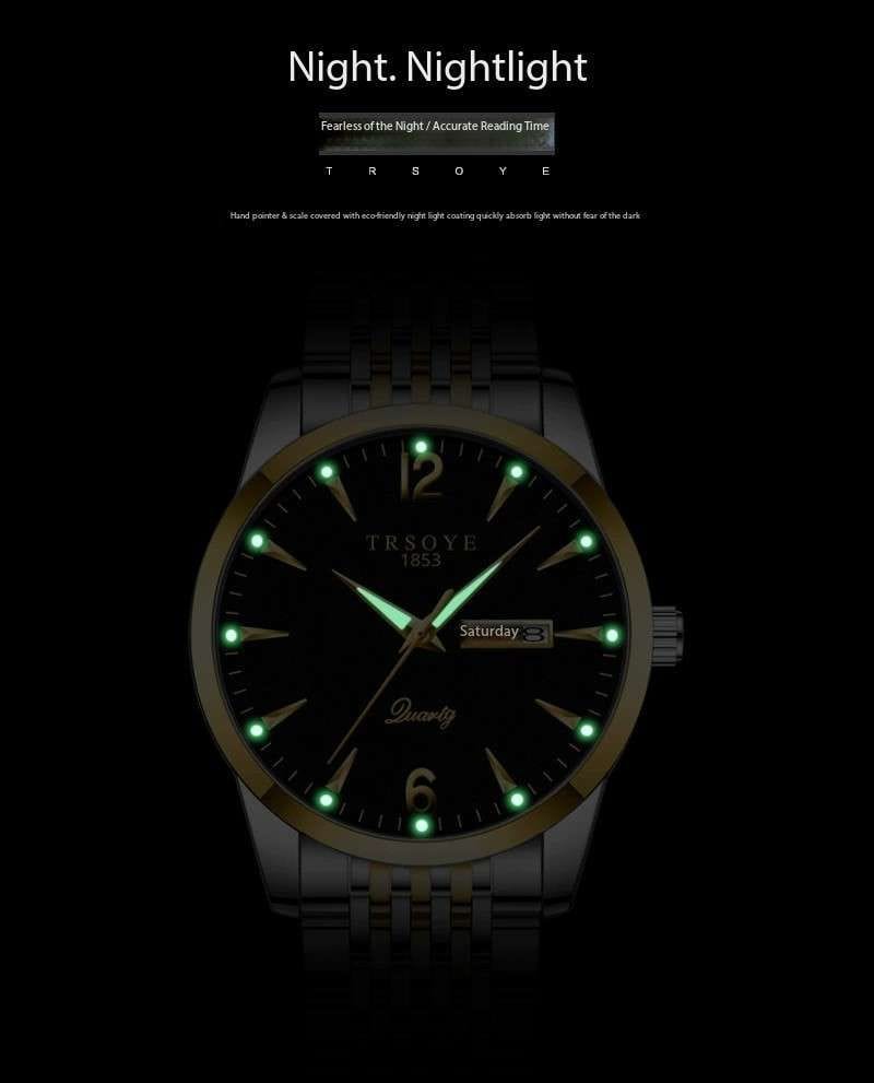 Fashion TRSOYE TRS068 Top Brand Men Watch Luxury Wrist Quartz Luminous Hands Steel
