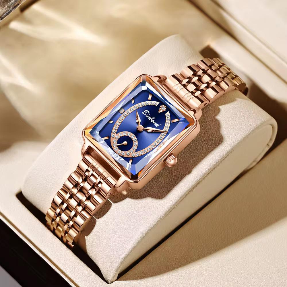 BINBOND-105 Women's Quartz Steel Watch New Fashion Leisure Sports Waterproof with Stainless Steel Band and Glass Dial Display