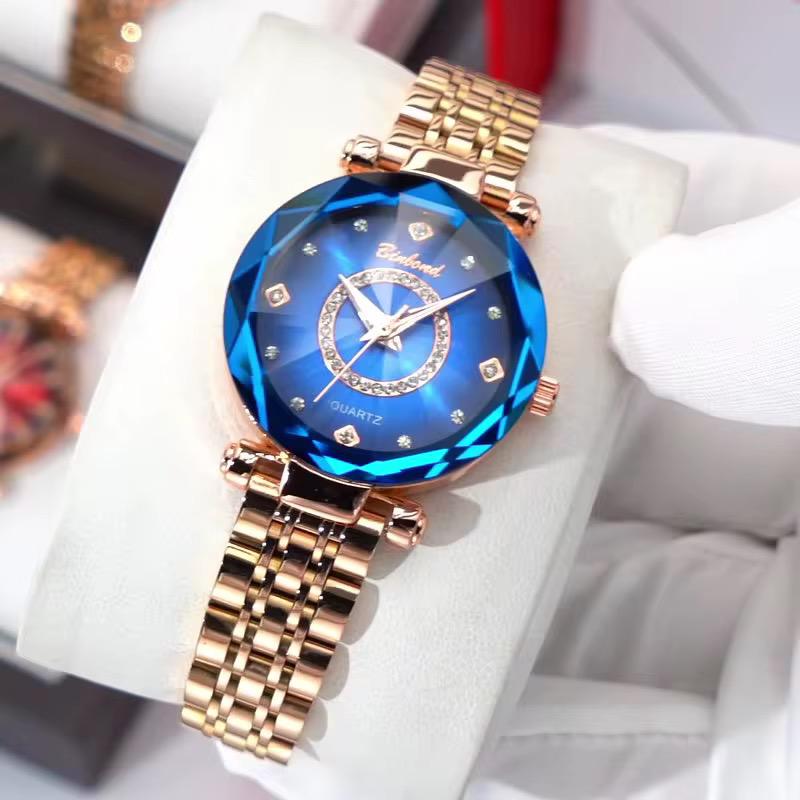 BINBOND N106 106 Diamond Face Glass Stainless Steel Strap Hot Sales Starry Women's Watch Quartz Waterproof Watch for Ladies