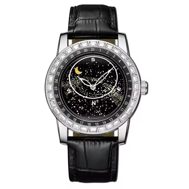 BINBOND B8899 Rotating Sky Star Disk Diamond Watch Men's Fashion Sun Moon Star Waterproof Glow Men's Watch Luminous