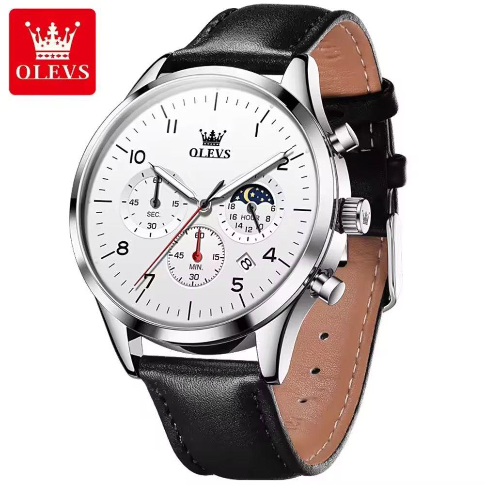 Olevs 2882 Classic Analog Quartz Watches for Men Fashion Brand Sport Waterproof Leather Band Wrist Watch