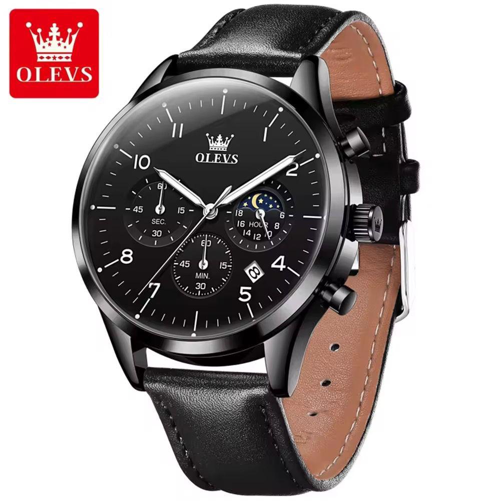 Olevs 2882 Classic Analog Quartz Watches for Men Fashion Brand Sport Waterproof Leather Band Wrist Watch