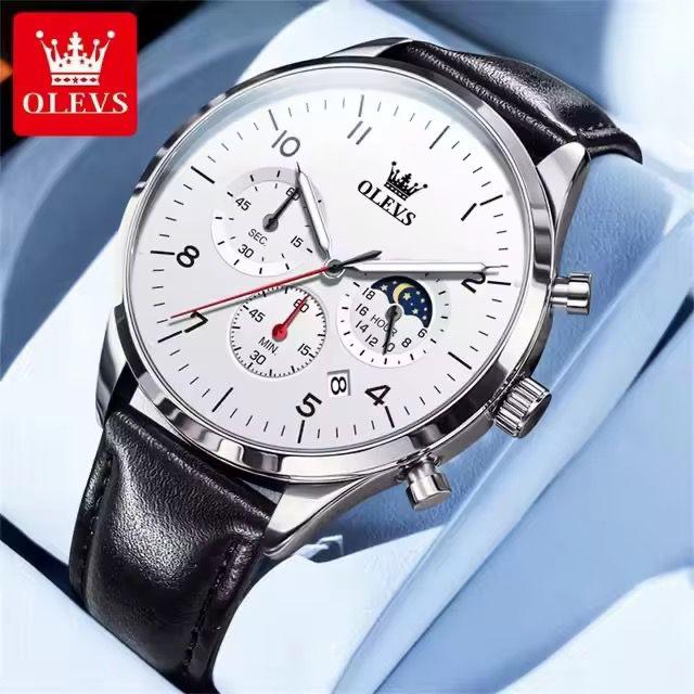 Olevs 2882 Classic Analog Quartz Watches for Men Fashion Brand Sport Waterproof Leather Band Wrist Watch