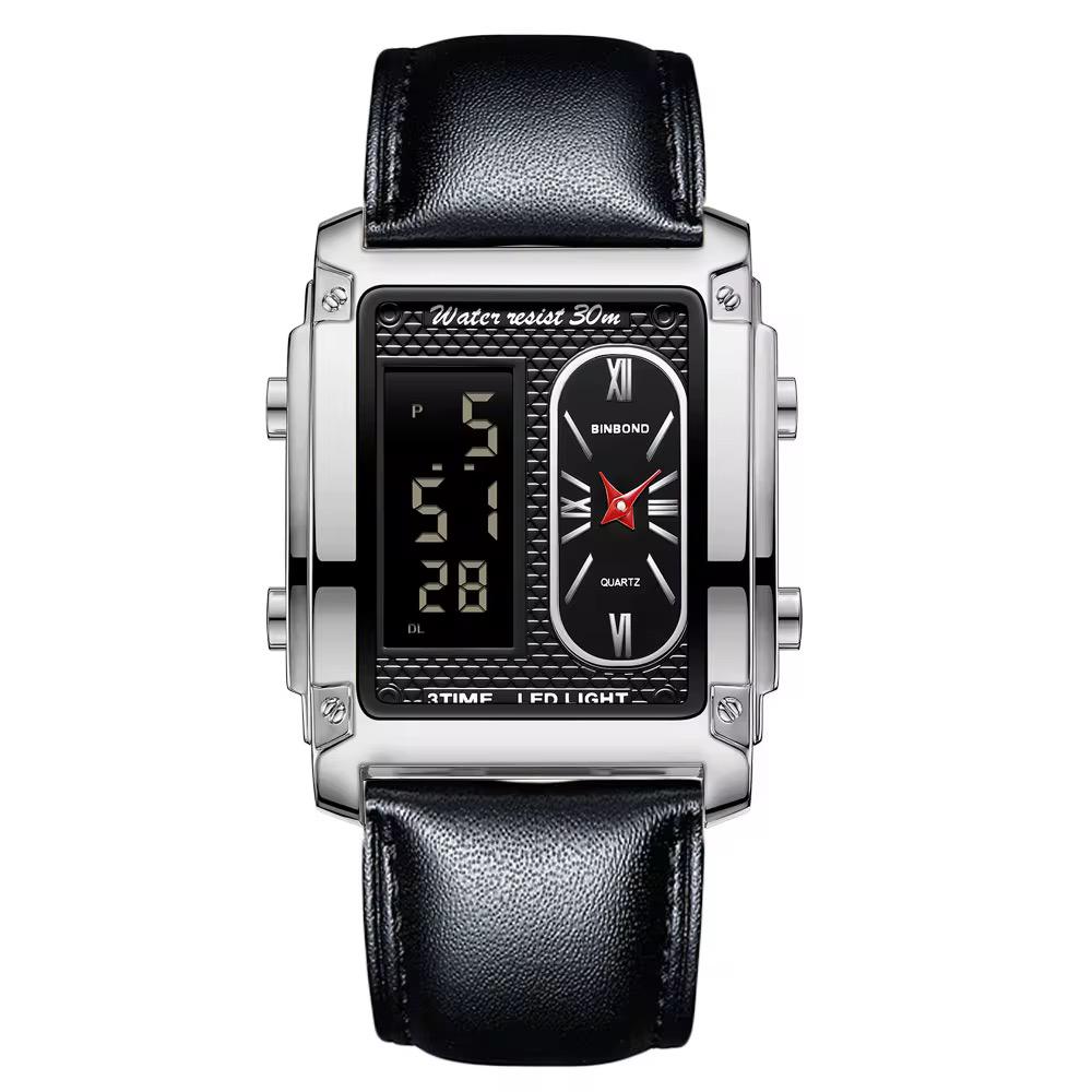 Binbond 2311 B2311 Gold Square LED Luxury Watch Fashion Quartz Digital Wristwatch Stainless Steel Business Watches for Men