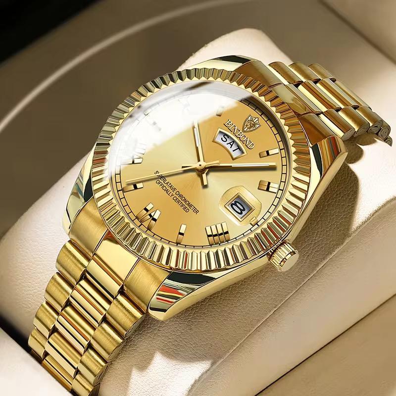 BINBOND B7012 Mens Fashion Business Sports Quartz Watch 30M Waterproof Luminous Classic Calendar Creative Clock Mens Wristwatch